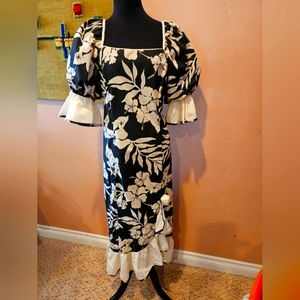 Sun Babes Collection Hawaiian Formal Maxi Ruffle Dress